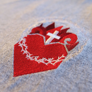 Grey 'Sacred Heart of Jesus' Unisex Tee